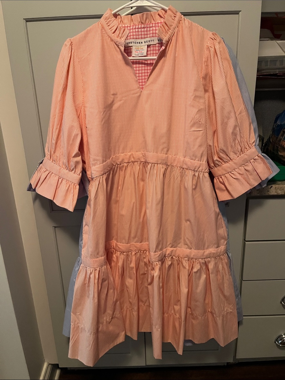 Set of Two (2) Gretchen Scott Designs Striped Ruffle Tiered Dresses - Picture 5 of 5